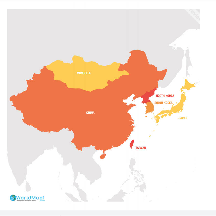 China Taiwan Japan Map
